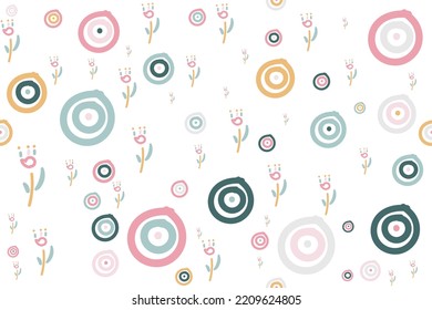 Simple botanical ditsy seamless patterns vector ornament design It is a pattern created by combining freehand. Create beautiful fabric patterns. Design for print. Using in the fashion industry.