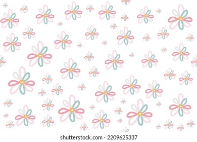 Simple botanical ditsy seamless patterns vector design It is a pattern created by combining freehand. Create beautiful fabric patterns. Design for print. Using in the fashion industry.