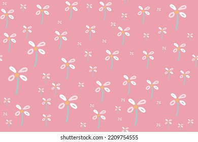 Simple botanical ditsy seamless patterns vector ornament design It's a form created by freehand merging. Create beautiful fabric patterns designed for print used in the ,wallpaper,paper, industry