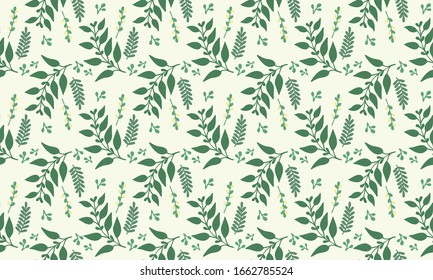 Simple Botanical leaf pattern background, with leaf and flower concept.