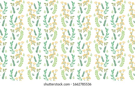 Simple Botanical leaf pattern background, with leaf and flower concept.