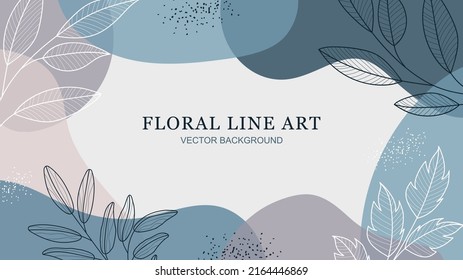 Einfache botanische Linienkunst mit abstraktem Hintergrund