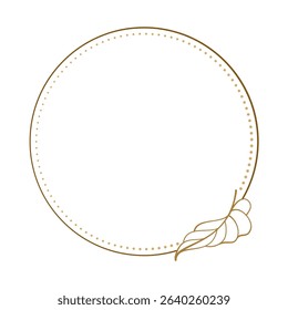 Simple botanical round border with elegant leaf accent vector design for planner stickers, invitations, and label templates