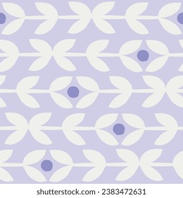Simple botanical seamless texture. Vector pattern with botanical motif. Simple flowers and leaves, natural background