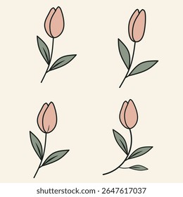 Esboço de botão de tulipa botânico simples