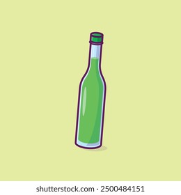 Simple bottle of green syrup cartoon vector illustration Collection of drinks concept icon isolated