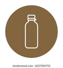 Simple bottle icon on brown circle icon illustration element