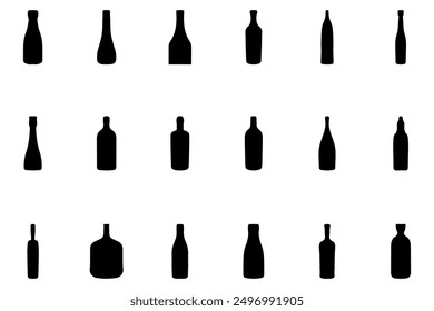 Simple bottle silhouette design set