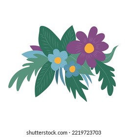 Simple Bouquet of Flowers in Flat Style. vector illustration