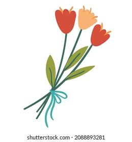 Simple bouquet tulip flowers on white isolated background