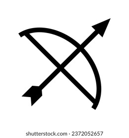 Sencillo icono de silueta de arco y flecha. Vector.