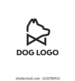 Simple bow tie abstract dog head line vector logo
