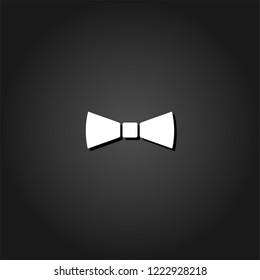 Simple Bow Tie icon flat. Simple White pictogram on black background with shadow. Vector illustration symbol