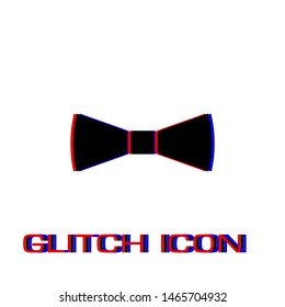 Simple Bow Tie icon flat. Simple pictogram - Glitch effect. Vector illustration symbol