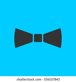 Simple Bow Tie icon flat. Simple vector black pictogram on blue background