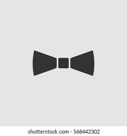 Simple Bow Tie icon flat. Black pictogram on grey background. Vector illustration symbol