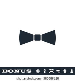 Simple Bow Tie icon flat. Black pictogram on white background. Vector illustration symbol and bonus button