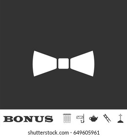 Simple Bow Tie icon flat. White pictogram on black background. Vector illustration symbol and bonus icons