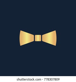 Simple Bow Tie icon flat. Simple gold pictogram on dark background. Vector illustration symbol