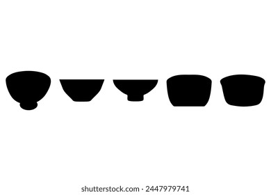 Conjunto de iconos de tazón simple. Diseño plano de vajilla
