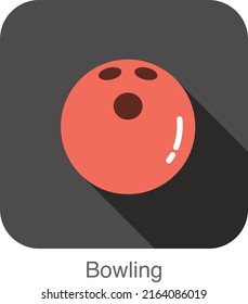 Simple bowling ball flat icon design, vector illustration