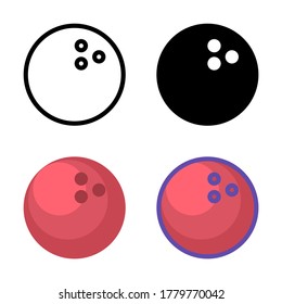 simple bowling ball icon design in various line, solid, flat and filled lined style suitable for sport icon, website, app, ui and pattern design. vector bowling strike illustration in white background