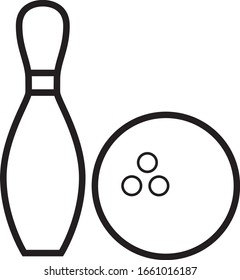 Simple Bowling Icon, Ball and Pin Line Art Vector