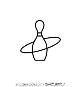 Simple Bowling Pin And Ball Icon Line Art On Transparent Background