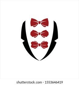 Simple bowtie silhouette logo vector. Bow tie waiter and waitress icon. formality and luxury dress fashion cloth apparel. modern premium vintage look. apply as web, mobile smart phone apps, shop.