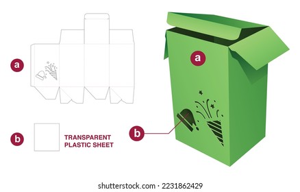 simple box with Christmas window die cut template