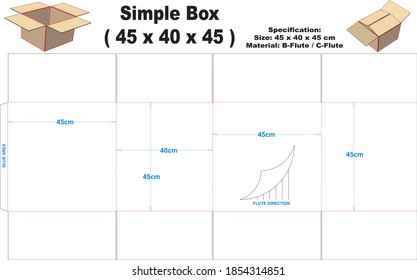 Simple box for corrugated B-flute or C-flute material.  Simple box with A1 model, can be used for various kinds of packaging.