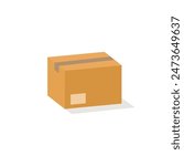 Simple box icon. Cardbox delivery parcel icon. Shipping brown cardboard template vector package. Delivery icon.