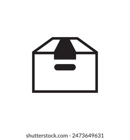 Simple box icon. Cardbox delivery parcel icon. Shipping brown cardboard template vector package. Delivery icon.