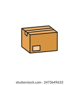 Simple box icon. Cardbox delivery parcel icon. Shipping brown cardboard template vector package. Delivery icon.