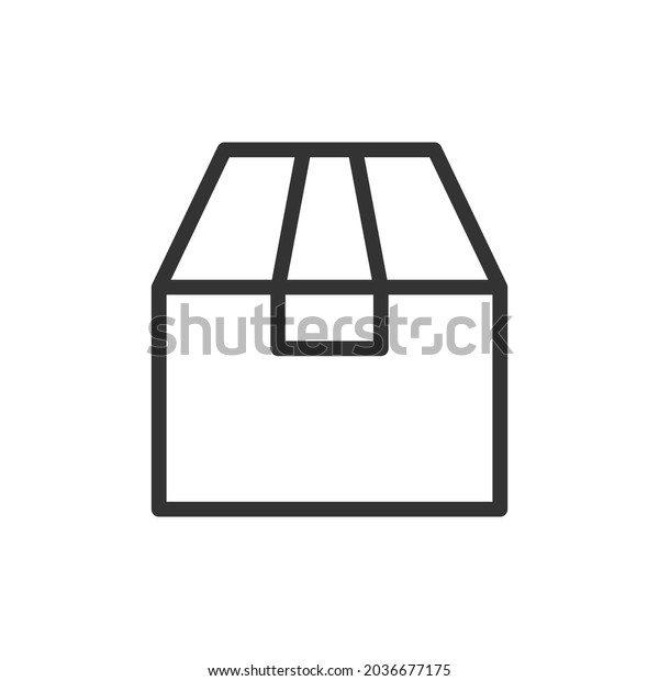 Simple box line icon. Premium symbol\
in stroke style. Design of box icon. Vector\
illustration.