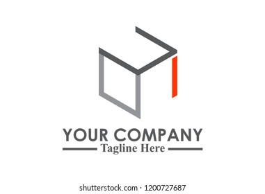 simple box line logo template