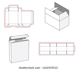 Simple box packaging die cut out template design. 3d mock-up. Template of a simple Box. Cut out of Paper or cardboard Box. Box with Die-cut