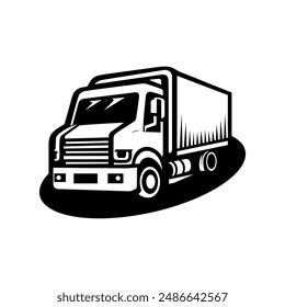 Simple box truck car vector illustration.