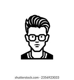 simple boy wearing eyeglass cute nerd logo vector illustration template design