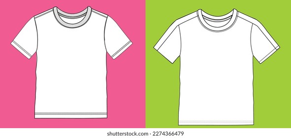 Simple Boys T Shirt short sleeve and Round Neck illustration Verctor Techpack