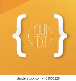 Simple Brackets Symbol Vector Design on an Orange Background for Your Newsletter