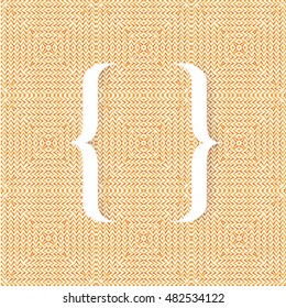 Simple Brackets Symbol Vector Design On An Orange Mosaic Background For Your Newsletter

