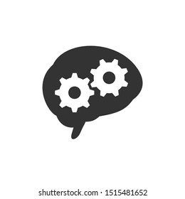 Simple brain with gears logo design vector