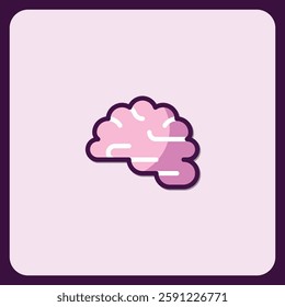 Simple Brain Icon Design for Healthcare and Education