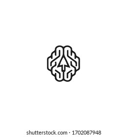 Simple brain icon flat outline design