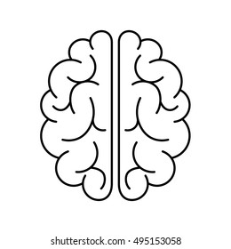 Simple brain illustration. Brain line icon.