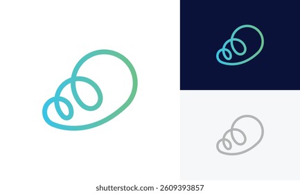 simple brain line design vector logo template