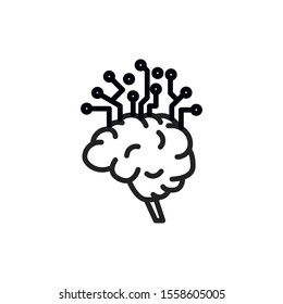 Simple brain line icon. Stroke pictogram. Vector illustration isolated on a white background. Premium quality symbol. Vector sign for mobile app and web sites.