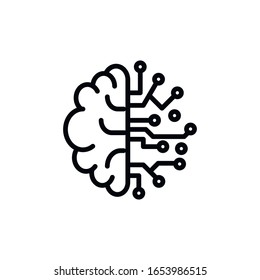 Simple brain line icon. Stroke pictogram. Vector illustration isolated on a white background. Premium quality symbol. Vector sign for mobile app and web sites.