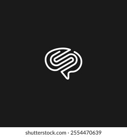 simple brain lineart logo design